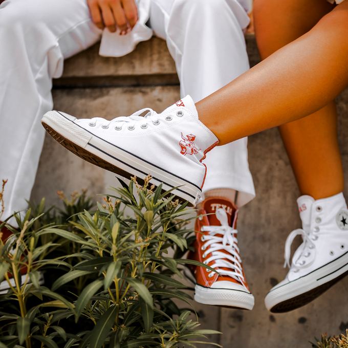 Converse All White Wedding Embroidered Converse Shoes/ Orange