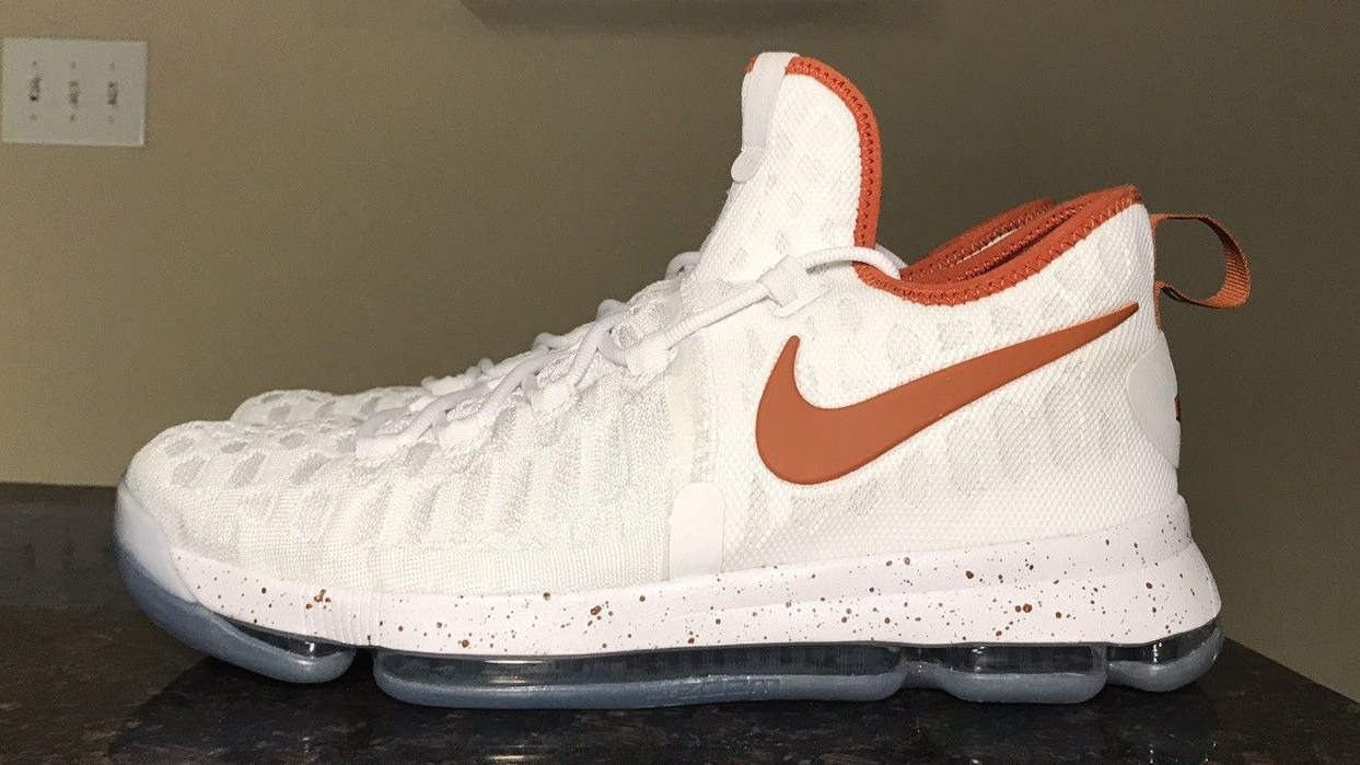 Nike Zoom KD 9 IX Kevin Durant Player Exclusive University of Texas Longhorns Sneakers UT Burnt Orange White 1
